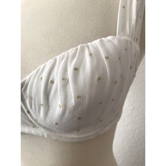 Victoria's Secret Lingerie Women Sz 34C Bra Pleated Polka Dot Underwire Padded - Picture 4 of 8